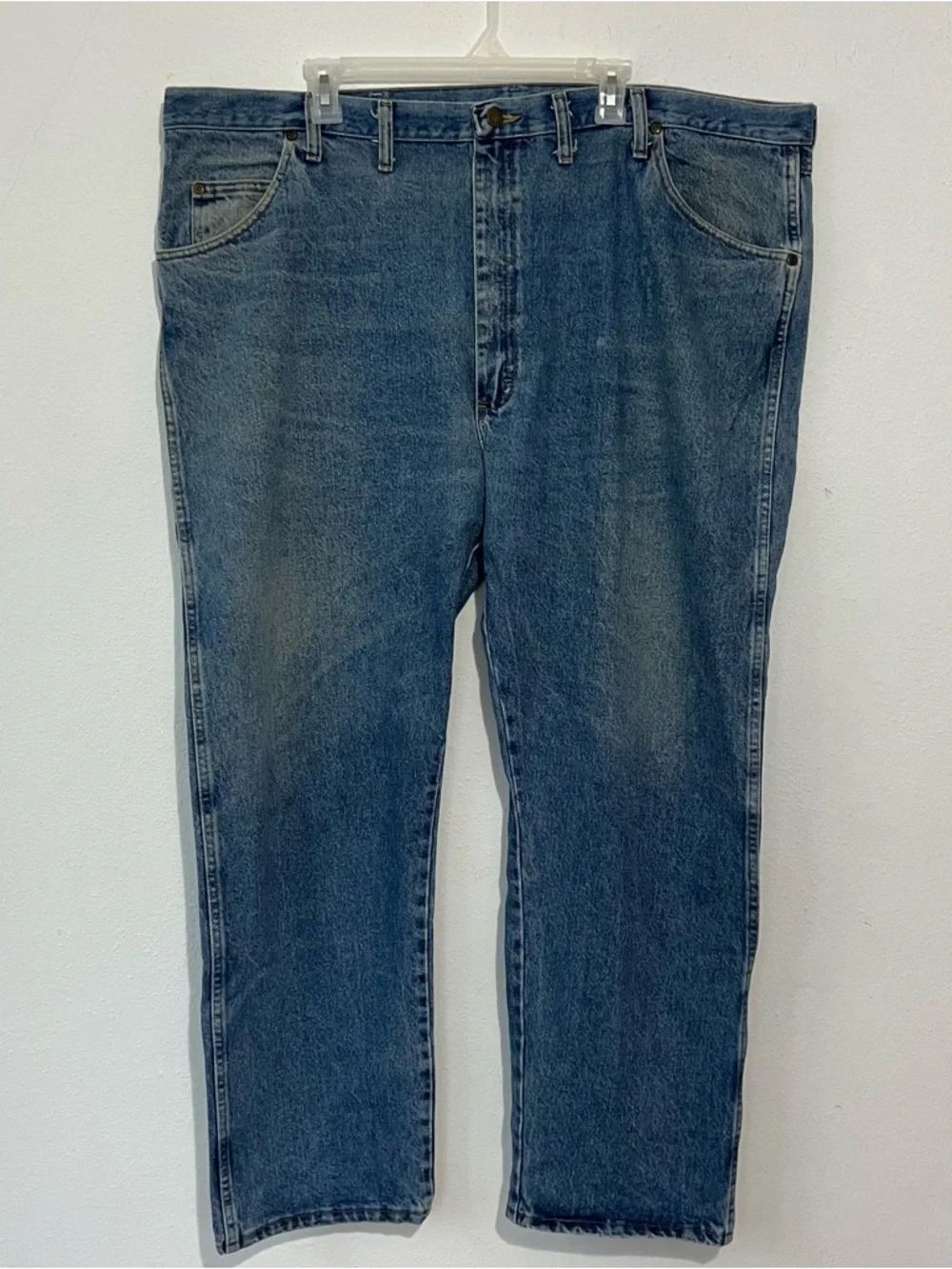 Wrangler Men Jeans Straight Fit 5 Pockets Style Denim Blue Jeans Size 46”x 30” - Picture 6 of 14